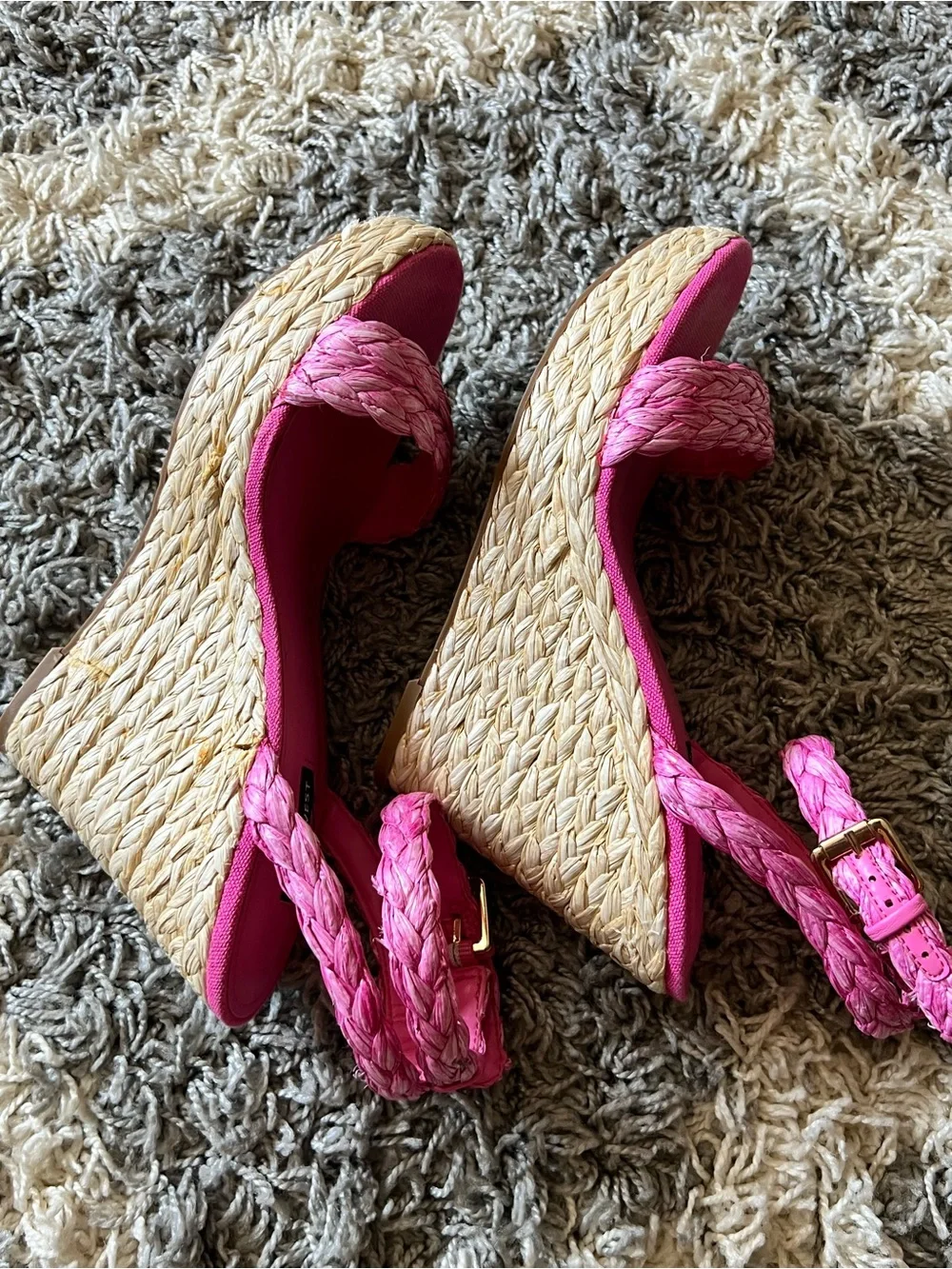 Nine West Pink Braided Espadrille Wedge Sandals